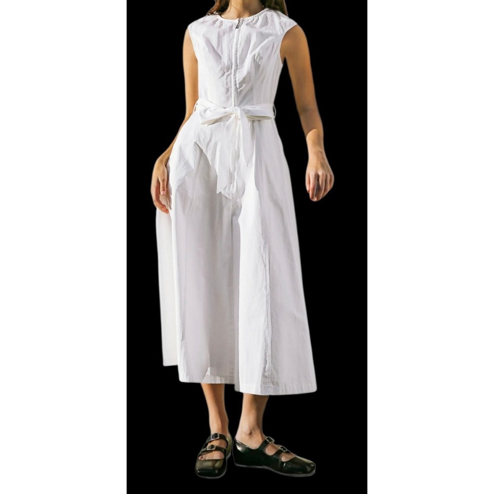 Freemarket Womens White Maxi Cotton Dress Pockets Unlined SZ L 10-12 Clean‎ Girl